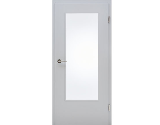 Zimmertür mit Zarge CPL Uni grau DIN Glasausschnitt-Tür Rundkante