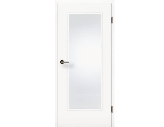 Zimmertür mit Zarge CPL Uni Weißlack Lichtausschnitt 16/20 Rundkante