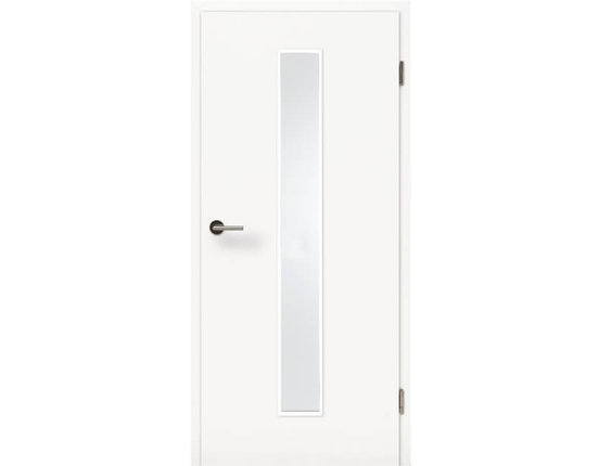 Zimmertür mit Zarge CPL Uni Weißlack Lichtausschnitt schmal mittig Rundk.