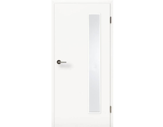 Zimmertür mit Zarge CPL Uni Weißlack Lichtausschnitt schmal bandseitig Rundkante