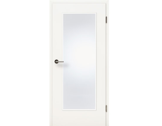 Zimmertür mit Zarge  CPL Uni weiß LA 16/20 Lichtausschnitt Rundkante