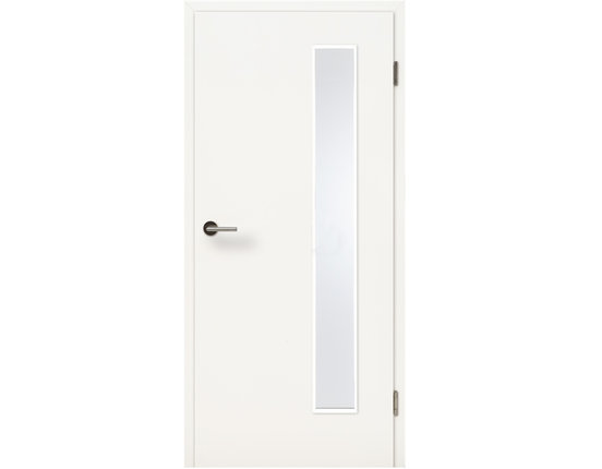 Zimmertür mit Zarge CPL Uni weiß Lichtausschnitt schmal bandseitig  Rundkante