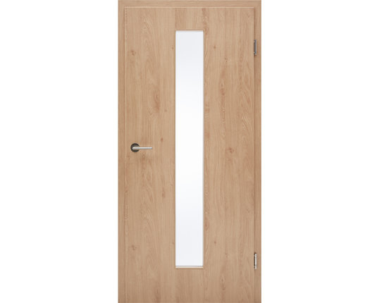 Zimmertür mit Zarge CPL Eiche crema rustikal Lichtausschnitt schmal Rundkante