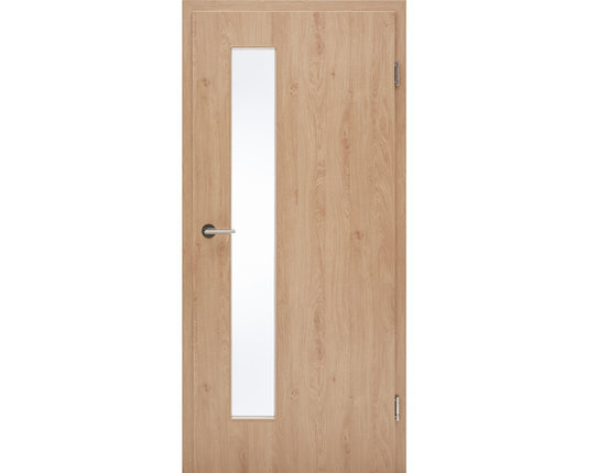 Zimmertür mit Zarge CPL Eiche crema rustikal Lichtausschnitt schmal Rundkante