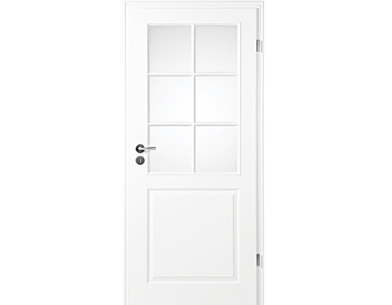 Zimmertür mit Zarge Narva 3F LA-6G weißlack Lichtausschnitt Eckkante